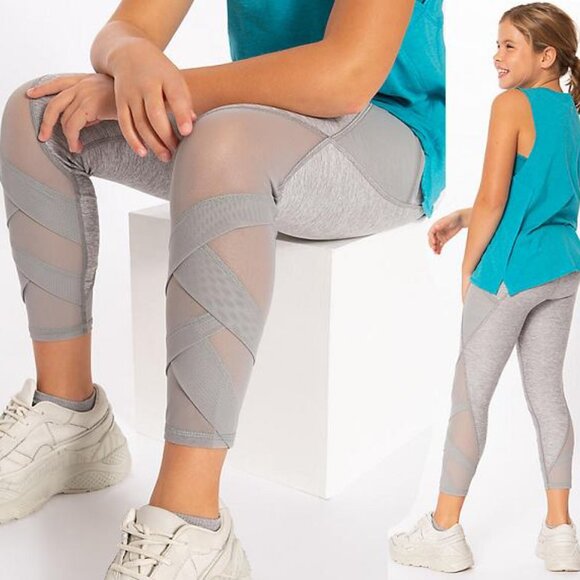 Ivivva Girl by Lululemon 🍋Fold On Tight Crop grey mesh pockets size 14 - Picture 7 of 7